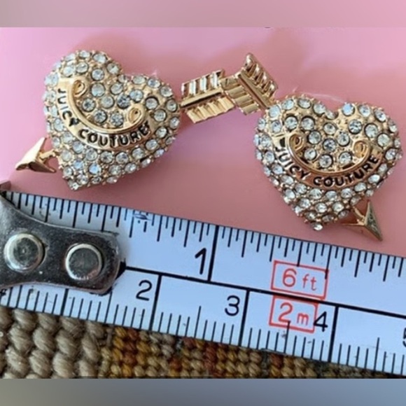 Juicy Couture LA Puffed Arrow Heart Crystal Earrings Gold-Tone NWOT - Picture 4 of 5